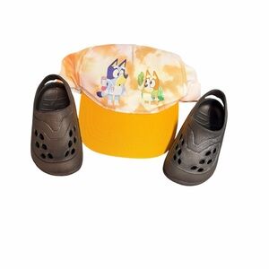 💥Kids Navy Slip-On Shoes and Orange Kids Bluey Adjustable Hat